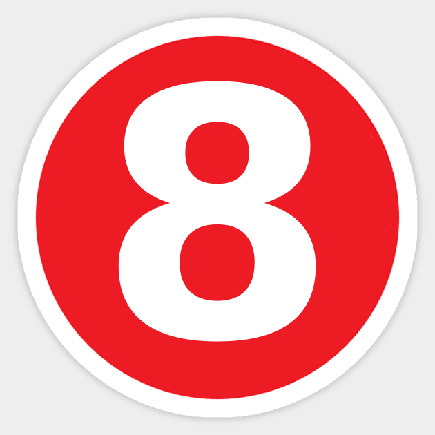 Number 8 Big Red Dot Letters & Numbers Sticker by skycloudpics
